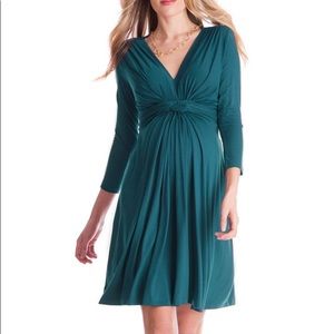 Emerald Green Knot Front Maternity Dress